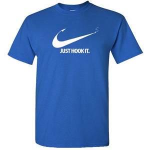 New JUST HOOK IT. Fishing T-SHIRT Fisherman Tee Fish FuNnY ~ Just Do It parody