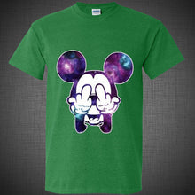 Load image into Gallery viewer, Twisted Disney Mickey Mouse Middle Finger cartoon hands galaxy Tee T Shirt Top