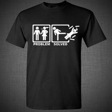 Load image into Gallery viewer, Problem Solved Stick Figure Man couple Marriage Kick Funny adult humor T Shirt