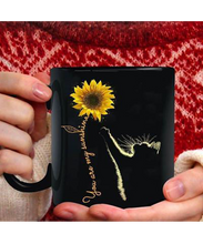 Load image into Gallery viewer, Cat Sunflower You are My Sunshine Mug Black 11 oz 15 oz Ceramic Coffee Mug