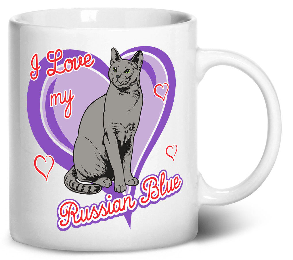 Tenacitee Russian Blue Cat Coffee Mug, 11oz, White