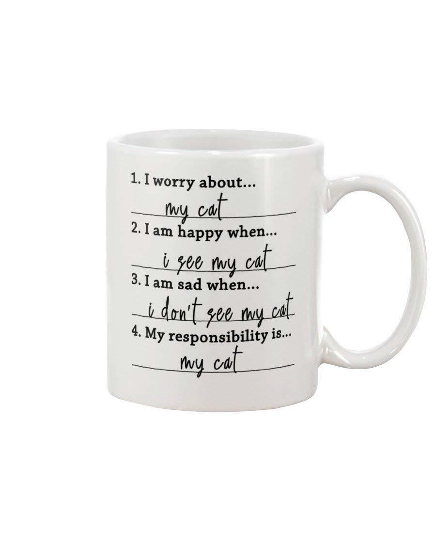 I Love My Cat Ceramic Coffee Mug 11 Oz Funny Tea Gift Cup