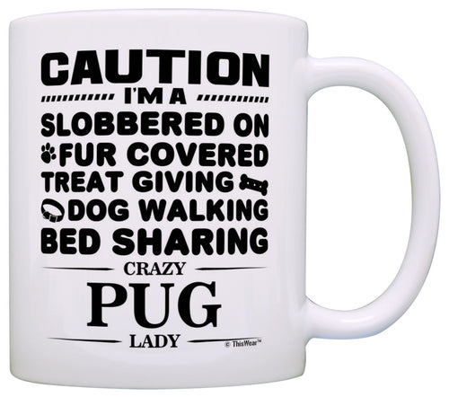 Dog Lover Gifts for Women Crazy Pug Lady Dog Mom Dog Owner Coffee Mug Tea Cup