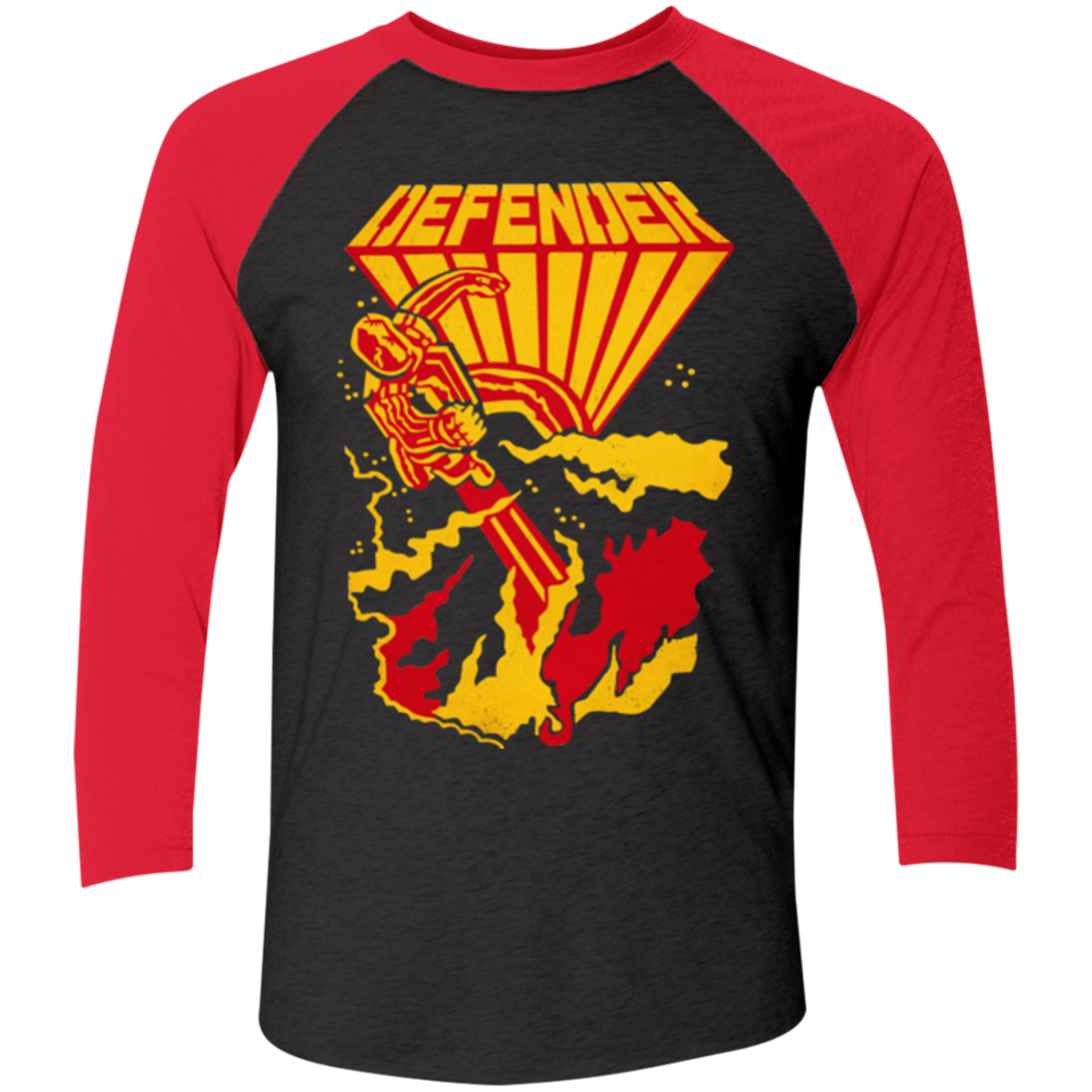 Defender Cabinet Art, Retro Arcade, Williams 3/4 Sleeve Baseball Raglan T-Shirt