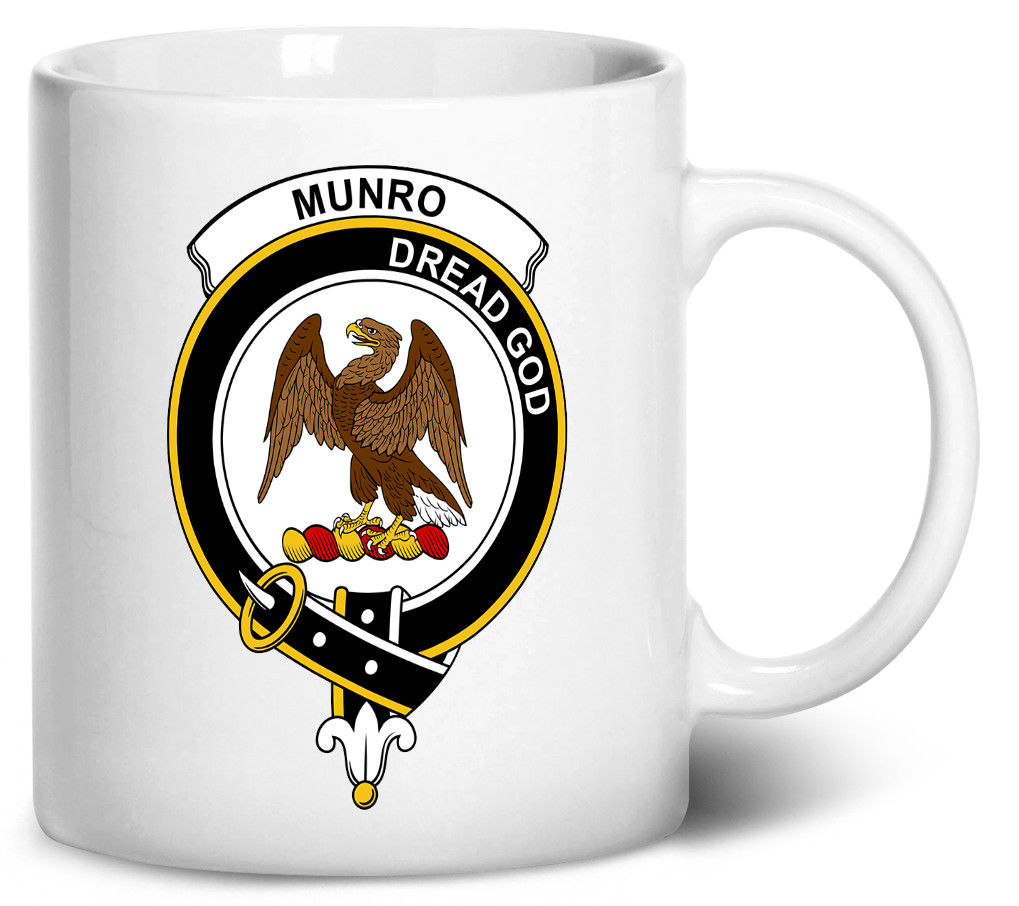 Tenacitee Scottish Clan Crest Badge Munro Coffee Mug, 11oz, White