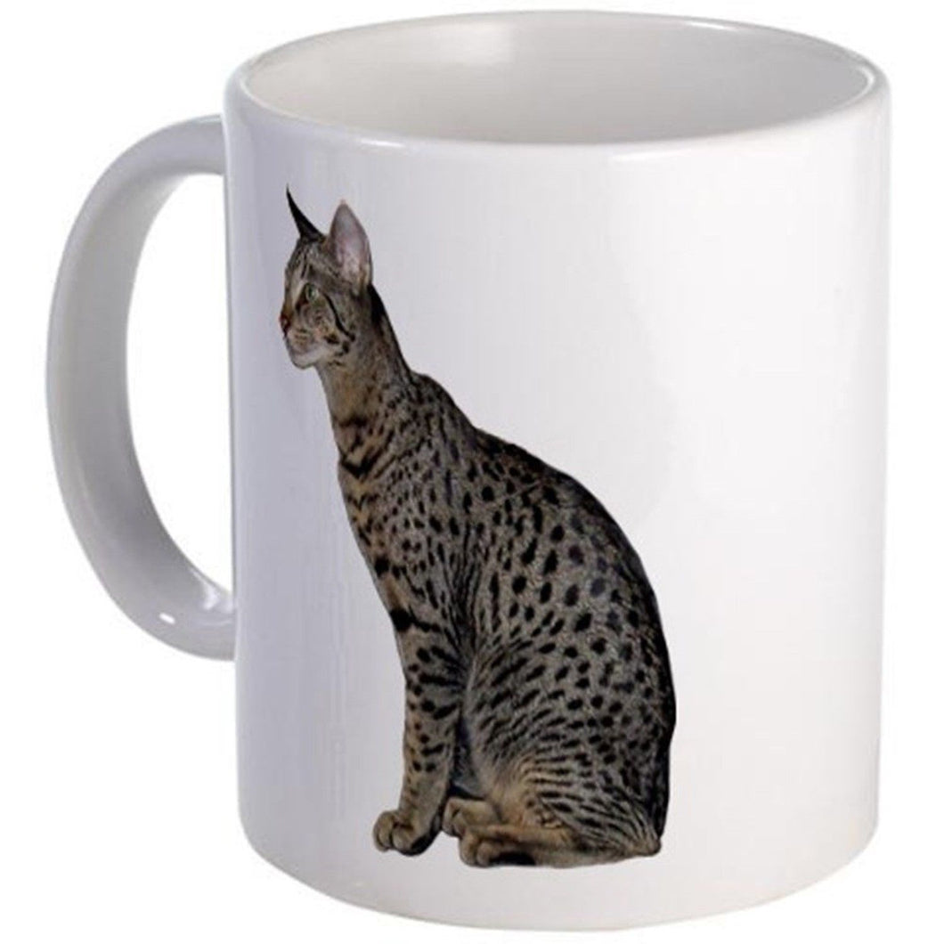 11 ounce Mug - Savannah Cat - White Ceramic Printed Coffee Tea Cup Gift