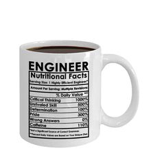Load image into Gallery viewer, Engineering Gift Mug - Engineer Nutritional Facts Label Science Math - White Cup