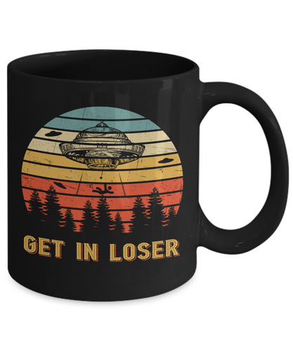 Get in Loser Alien UFO Coffee Mug Funny Tea Cup 11 oz Gift Vintage Design