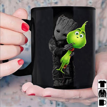 Load image into Gallery viewer, Baby Groot Hugging Grinch Best Friend Mug Black Ceramic 11oz Coffee Tea Cup