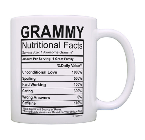 Grammy Coffee Mug Grammy Nutritional Facts Grammy Birthday Coffee Mug Tea Cup