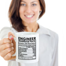Load image into Gallery viewer, Engineering Gift Mug - Engineer Nutritional Facts Label Science Math - White Cup
