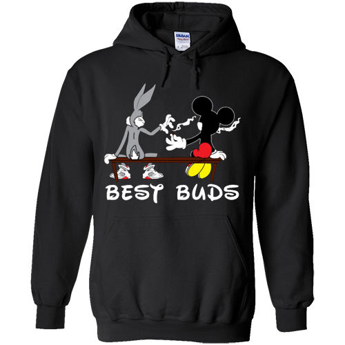 Disney BEST BUDS Weed Hoodie Funny Bugs Bunny Mickey Mouse Blunt smoking