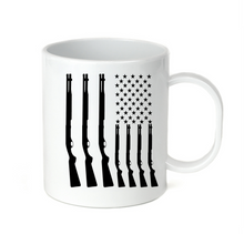 Load image into Gallery viewer, Coffee Cup Mug Travel 11 15 oz Shot Gun Flag Patriotic USA