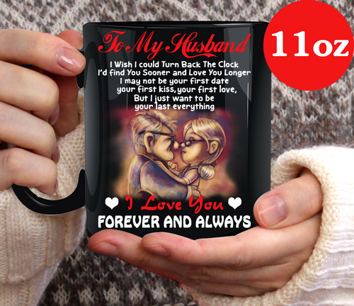 UP To My Husband I Love You Mug Valentine Gift Black Ceramic 11oz Coffee Tea Cup