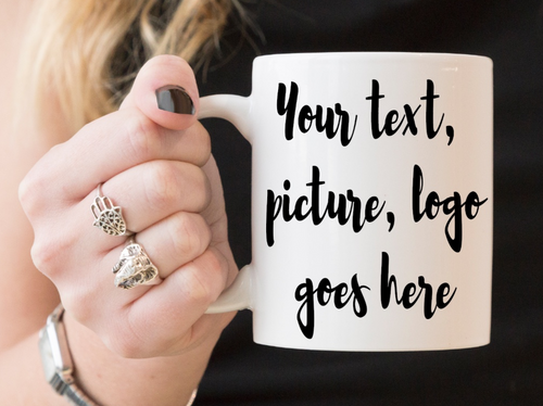 11oz Personalized Coffee or Tea Mug White - your own artwork design logo picture