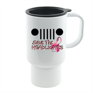 Coffee Cup Mug Travel 11 15 oz Breast Cancer Jeep Grill Save The Headlights