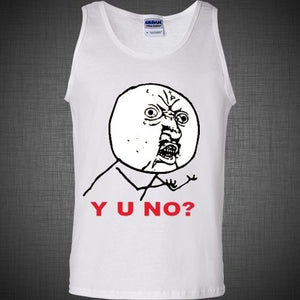 New Fashion Casual Summer Slim Troll face Meme Y U NO? Funny T shirt Tank T Top