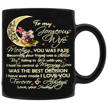 Load image into Gallery viewer, Mickey To My Gorgeous Wife Love You Mug White &amp; Black Ceramic 15 Oz Coffee Mug