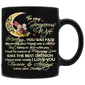 Mickey To My Gorgeous Wife Love You Mug White & Black Ceramic 15 Oz Coffee Mug