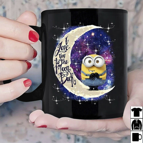 Minions Moon I Love You To The Moon And Back Mug Black Ceramic 11oz Coffee Cup