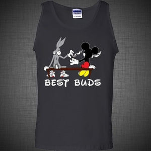 BEST BUDS Weed T-Shirt Tank Top Funny Bugs Bunny Mickey Mouse Blunt smoking