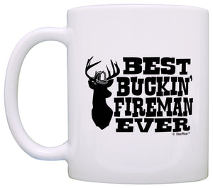 Firefighter Gifts Best Buckin' Fireman Ever Deer Hunting Coffee Mug Tea Cup