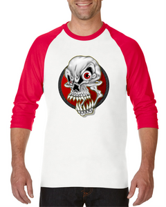 Raglan T-shirt 3/4 Sleeve Attitude Rebel Skull Horror Halloween Evil 6