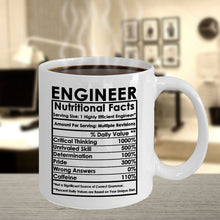 Load image into Gallery viewer, Engineering Gift Mug - Engineer Nutritional Facts Label Science Math - White Cup