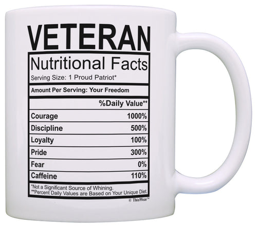 Veterans Day Gifts Veteran Nutritional Facts Proud Veteran Coffee Mug Tea Cup