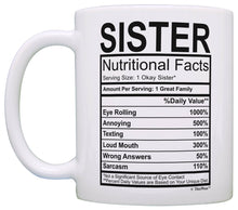 Load image into Gallery viewer, Graduation Gifts for Sister Nutritional Facts Label Funny Coffee Mug Tea Cup