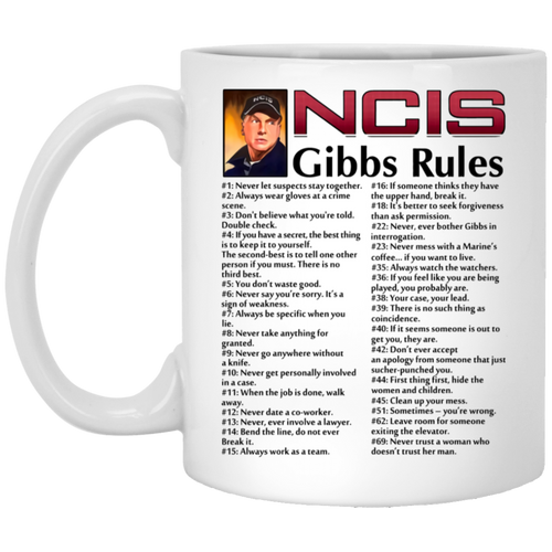 Hot NCIS Gibbs' Rules Mug White Ceramic Coffee Tea 11oz Cup Gift New;