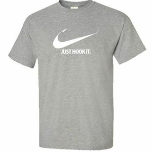 New JUST HOOK IT. Fishing T-SHIRT Fisherman Tee Fish FuNnY ~ Just Do It parody