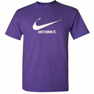 New JUST HOOK IT. Fishing T-SHIRT Fisherman Tee Fish FuNnY ~ Just Do It parody