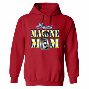 PROUD MARINE MOM US ARMY military navy cool present for mom HOODIE RED BLACK