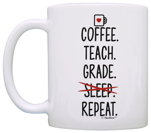 Teacher Appreciation Gifts Coffee Teach Grade Repeat Teacher Coffee Mug Tea Cup