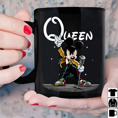 Queen Freddie Mercury Mickey Mouse Mug Black Ceramic 11oz Coffee Tea Cup Gift