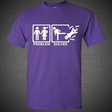 Load image into Gallery viewer, Problem Solved Stick Figure Man couple Marriage Kick Funny adult humor T Shirt