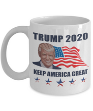 Load image into Gallery viewer, President Donald Trump 2020 Coffee Mug Cup Keep America Great Flag Trump Pence