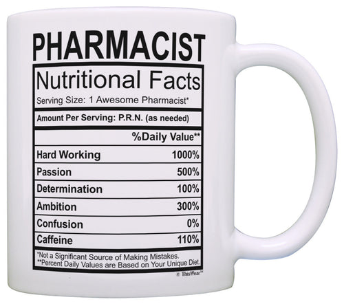 Pharmacist Gifts for Women Pharmacist Nutritional Facts Coffee Mug Tea Cup