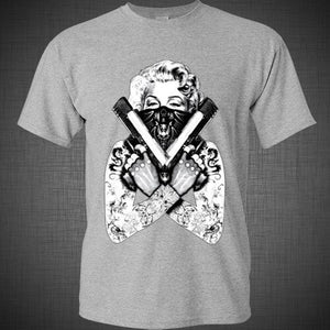 Marilyn Monroe Guns Bandana Hipster Bikers Tattoo Harley Davidson T shirt tank