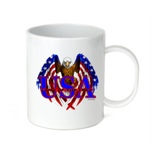 Load image into Gallery viewer, Coffee Cup Mug Travel 11 15 oz Patriotic USA Flag Eagle Land Of The Free