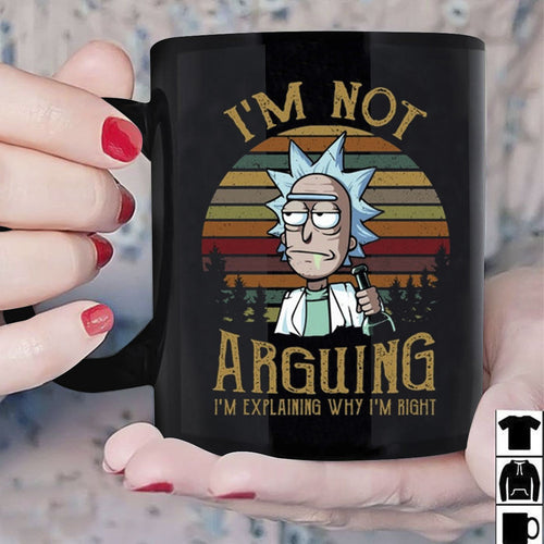 Rick And Morty I'm Not Arguing Vintage Mug Black Ceramic 11oz Coffee Tea Cup