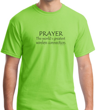 Load image into Gallery viewer, Bayside Made USA T-shirt Prayer World&#39;s Greatest Wireless Connection Christian