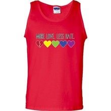 Load image into Gallery viewer, MORE LOVE LESS HATE T Shirt Gay Lesbian love Pride LGBT heart equal rainbow tee