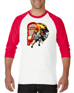 Raglan T-shirt 3/4 Sleeve Sports Lacrosse Graphic