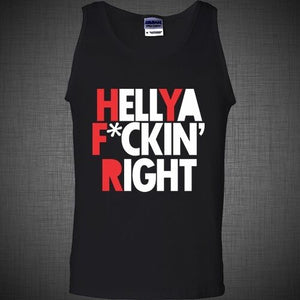 New Men's Hip Hop Slim n Fit Hell Yeah F*cking Right T Shirt Casual Tank Top