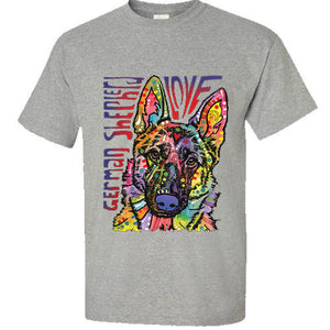 German Shepard T shirt Dog Love rainbow colors Tee S unisex cute funny top