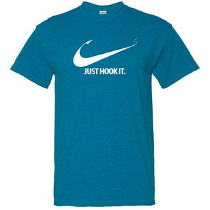 New JUST HOOK IT. Fishing T-SHIRT Fisherman Tee Fish FuNnY ~ Just Do It parody