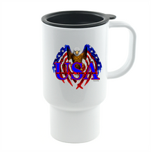 Load image into Gallery viewer, Coffee Cup Mug Travel 11 15 oz Patriotic USA Flag Eagle Land Of The Free