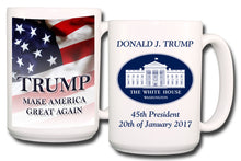 Load image into Gallery viewer, DONALD TRUMP Inauguration &amp; Make America Great Again Twin Pack COFFEE MUGS 15oz